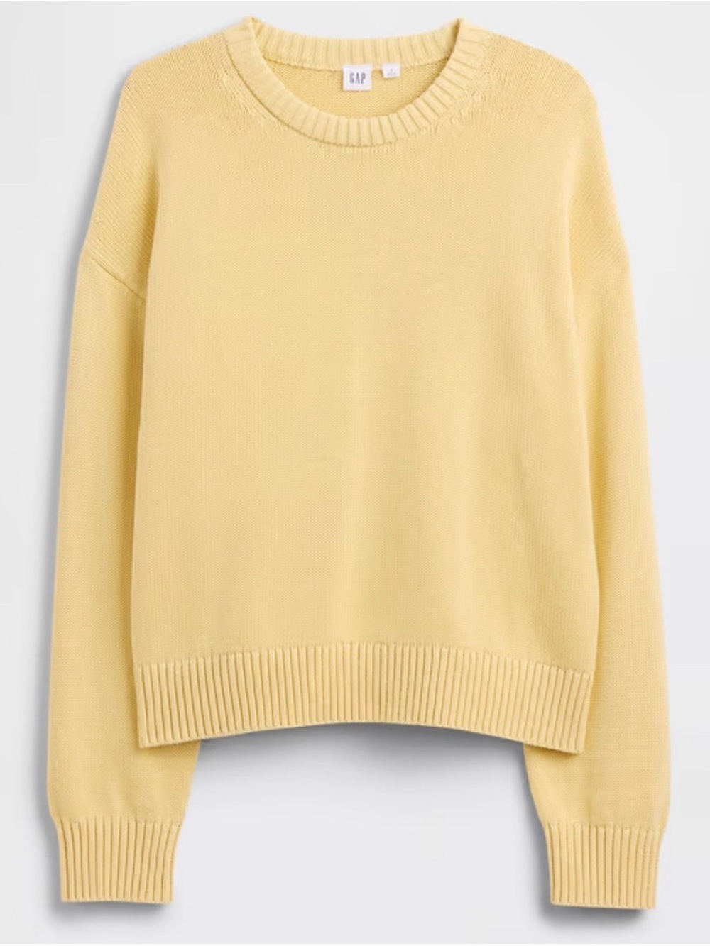GAP Factory Relaxed Cotton Crewneck Sweater in Straw Yellow Size XL